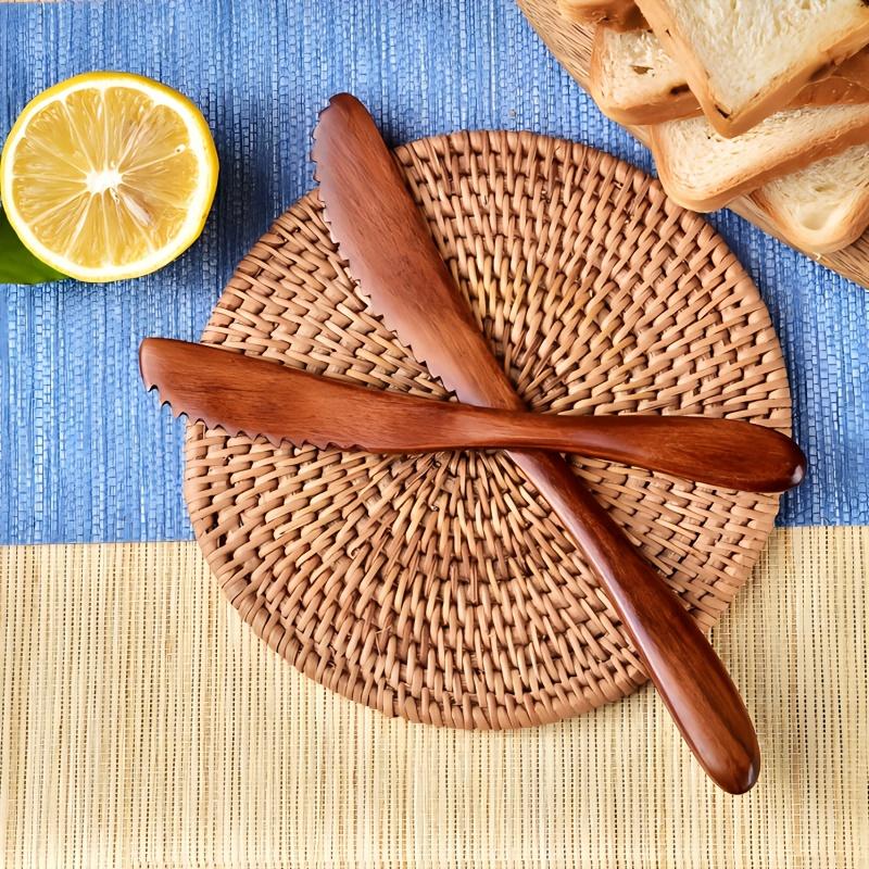 1pc Premium Wooden Butter Knife with Serrated Edge - Ideal for Spreading Cheese & Jam,Kitchen Essential for Home Cooks & Chefs, Butter Spreading Tool