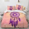 Dream Catcher Duvet Cover Set Colourful Feather Red Flower Romantic Theme Comforter Cover King Full Size for Kid with Pillowcase