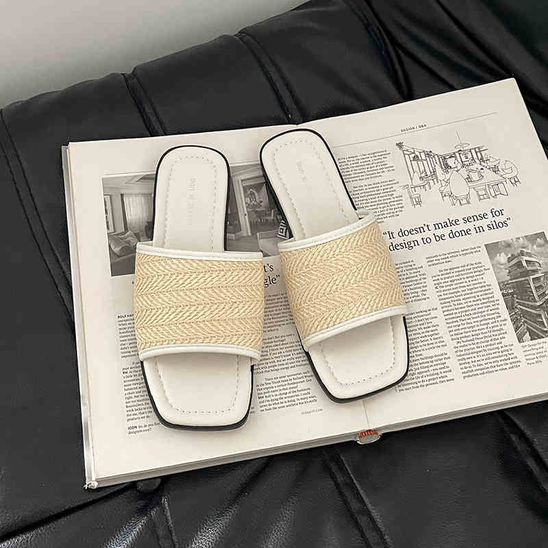 Summer Weave Women Beach Slippers Concise Open Toe Slide Ladies Outdoor Comfort Soft Sole Sandalias