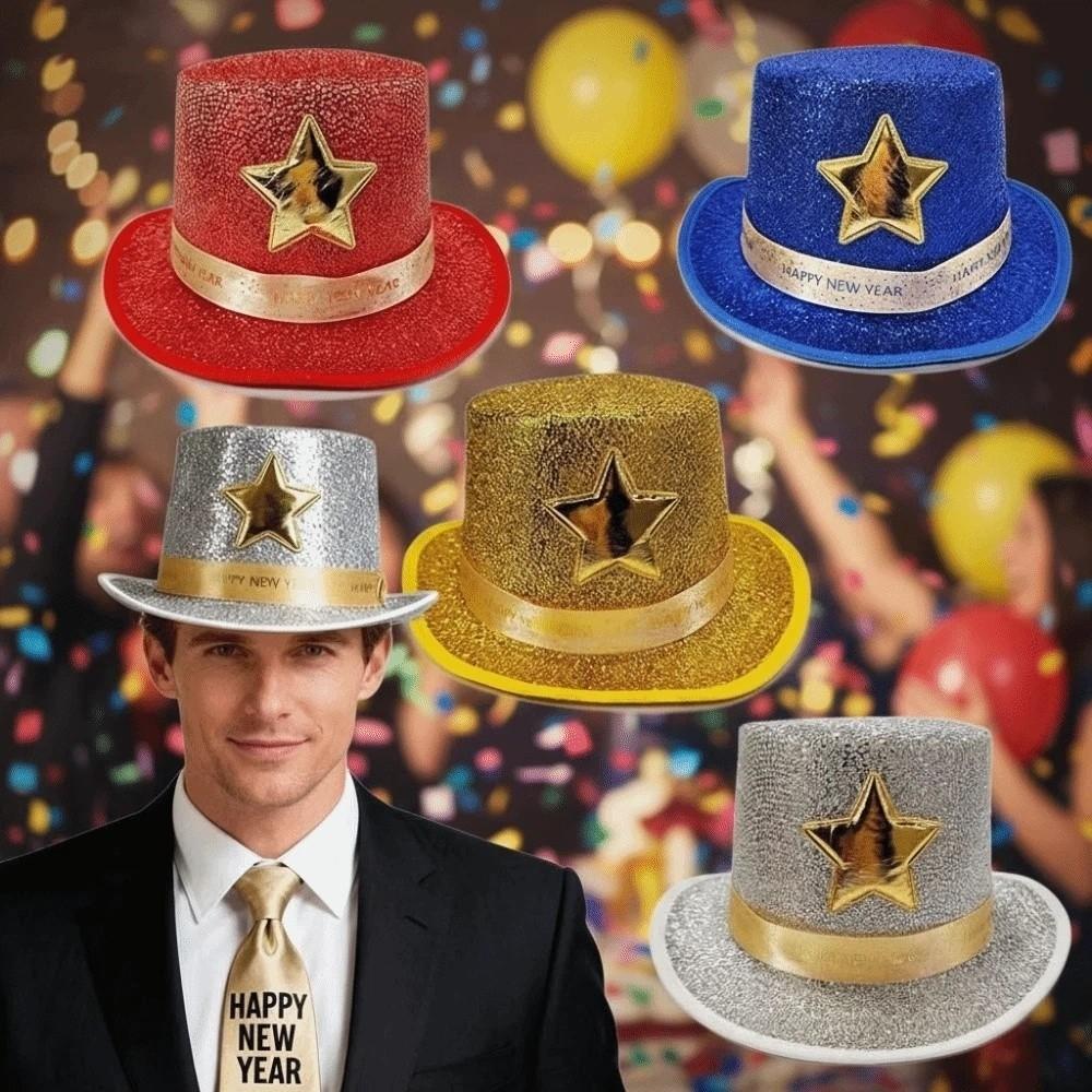 Felt Magician Cap Wide Brim Suit Top Hat Elegant Shiny Jazz Hat  New Year