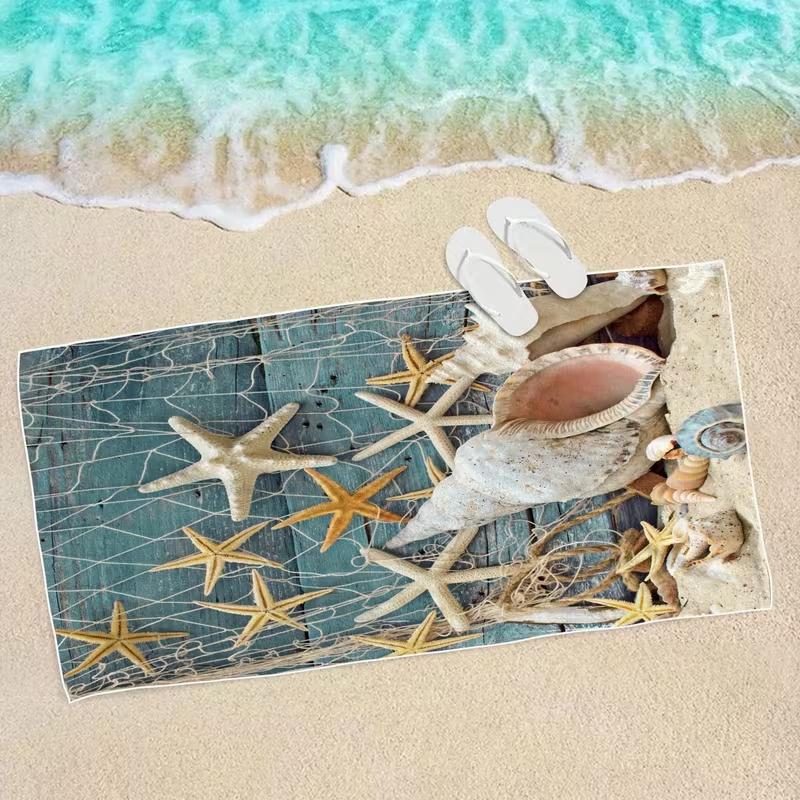 Koi Fish Lotus Print Beach Towel Quick Dry Absorbent Sand Free Natural Scenery Towel for Summer Beach Pool
