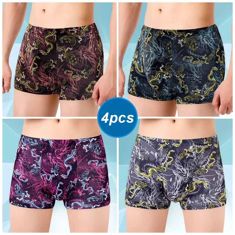 4 adet erkek külot orta bel baksır şort nefes gençlik baskı U dışbükey baksır şort
