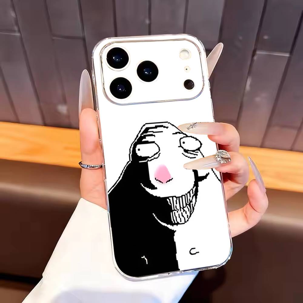 Hamster Caveman Phone Case For iPhone17,16,15,14,13,12,11 Plus,Pro Max Soft Transparent Cover