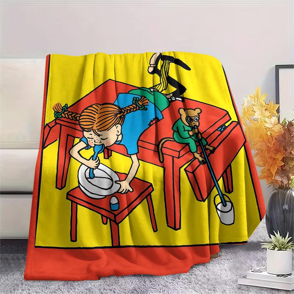 Manta de Franela de Pippi Calzaslargas, Alta calidad Cómoda para Todas las Estaciones, Decoración del Hogar, Calidez y Comodidad