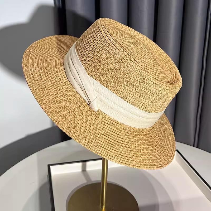 

Соломенная шляпа-федора с плоским верхом детская 2025 новая соломенная шляпа-федора летний морской отдых защита от солнца пляжная шляпа от солнца Adjustable