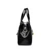 Glossy Crocodile Texture Handbag with Square Buckle Design for Women Daily Office Use Chic Elegant Style