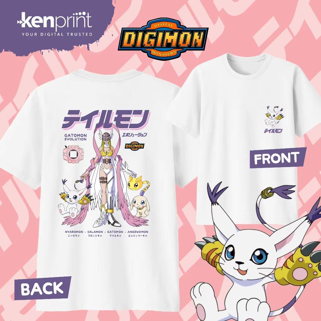 

2026 Summer Anime Digimon Gatomon Evolution Printed Cotton Tshirt KidsUnisexsWomens Harajuku Clothing Fashion Casual Tshirt S