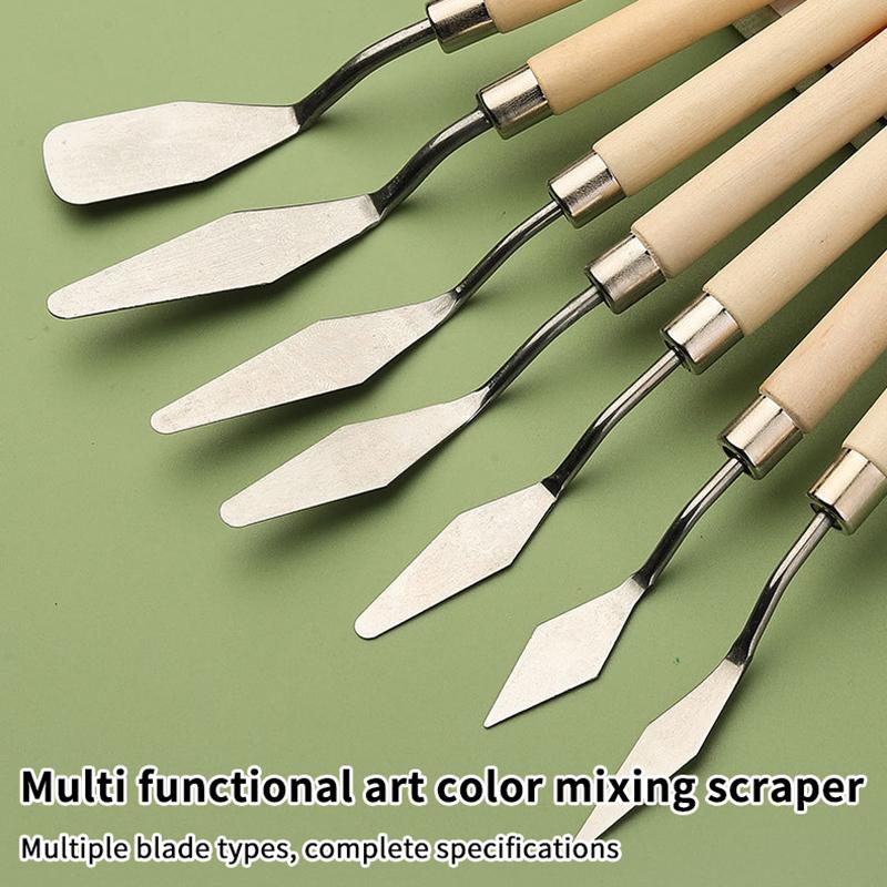 7Pcs/Set Stainless Steel Oil Painting Knives Artist Crafts Spatula Palette Knife Oil Painting Mixing Knife Scraper Art Tools