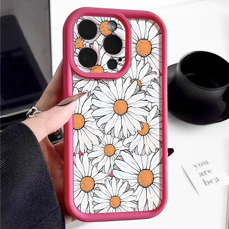 For iPhone 16 Pro Max Phone Case For iPhone 16e 15 14 13 12 Pro Max Plus 11 XR XS Flower Print Phone Case TPU Soft Shockproof Case Cover