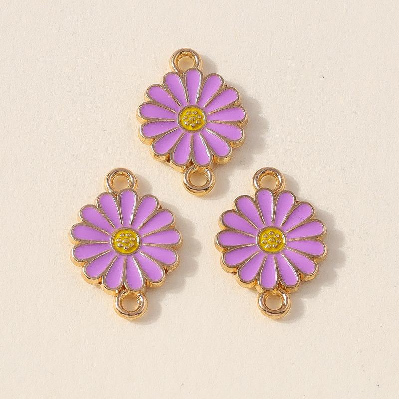 Leslie 10 Stück Bunte Doppel Loch Gänseblümchen Anhänger Für Schmuckherstellung Armband Halskette DIY Schlüsselanhänger Anhänger