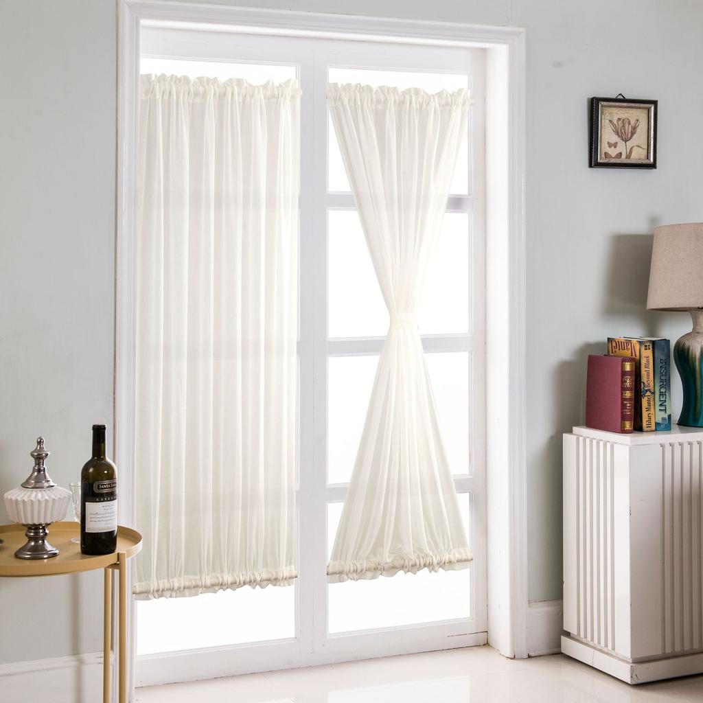 Curtain Finished Piercing Rod Door Curtain High Precision Solid Color Curtain French Door Curtain