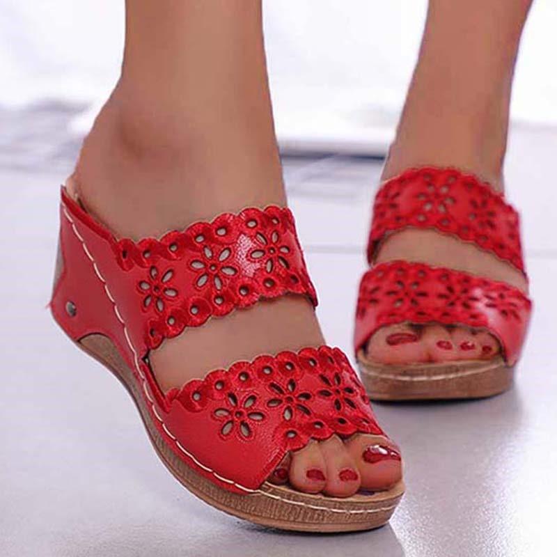 Fashion Summer Women Shoes Sandals Non-Slip Women Shoe Slip On Women's Sandals Wedge Sandals Ladies Retro Footwear Slippers Women