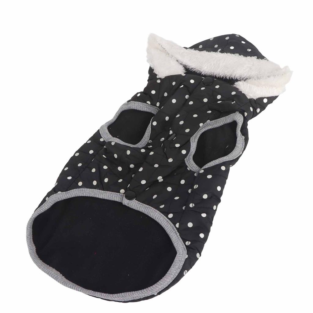 Zimowa kamizelka dla zwierząt stylowa w kropki pikowana pogrubiona z kapturem kurtka na zimną pogodę dla małych średnich psów kotów