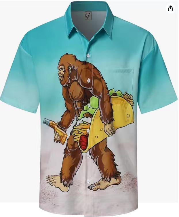 Summer Men's Beach Shirt Printed Hawaiian Short Sleeve Flower Shirt Boys