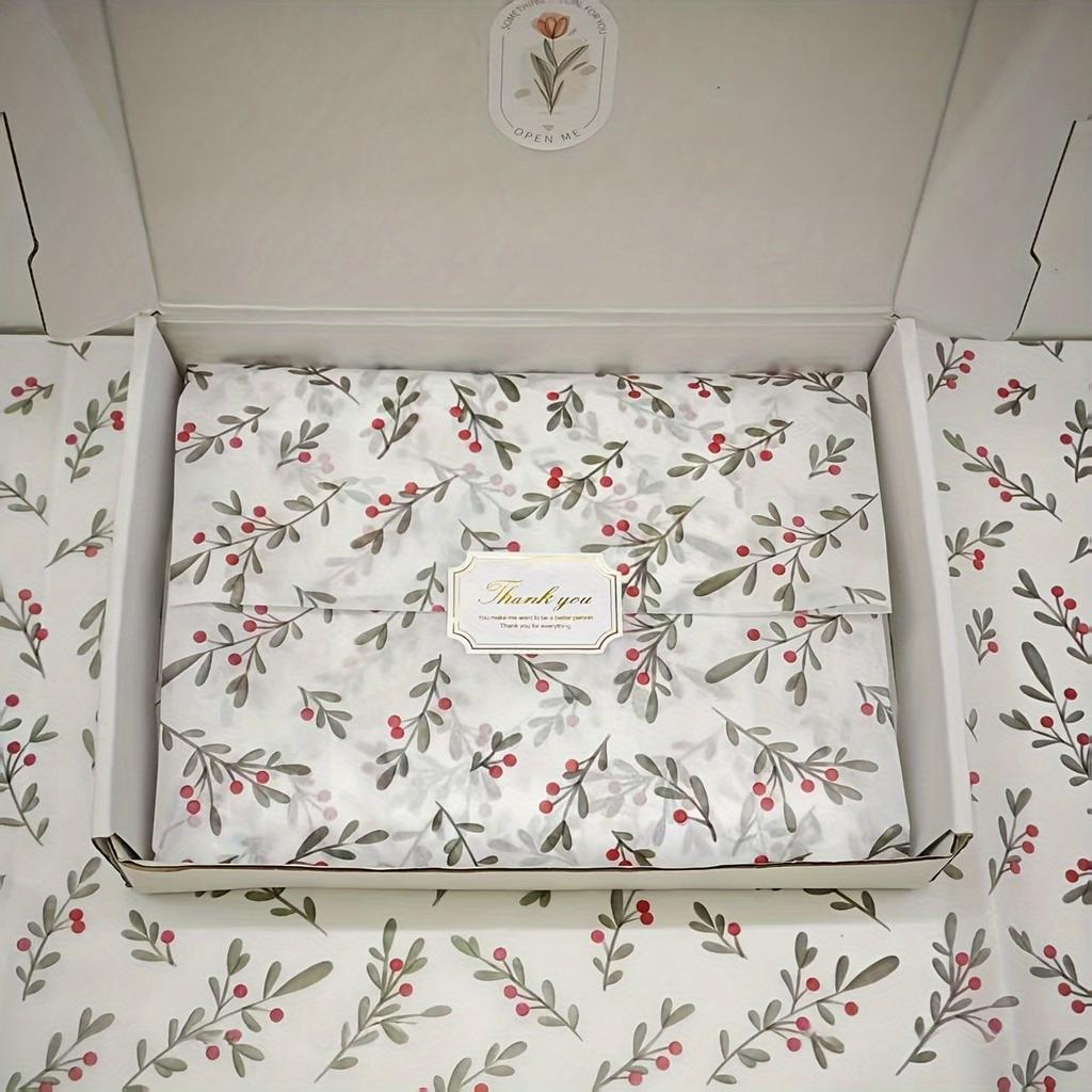 30pcs/10pcs Holly, Berry Thin Paper, Wax-Coated Gift Wrapping, Party Favor Packaging for Christmas, Thanksgiving, Birthdays