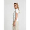 Summer New Shoulder Slim and Thin Collar Short-sleeved Shirt Women's Casual Versatile White Round Neck American Top Clothing