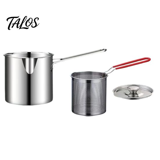 Small Deep Fryer with Basket Pot Removable Frying Basket, Durable Stainless Steel Compact Oil Filter Batch Pot, No Spill Saving for French Fries