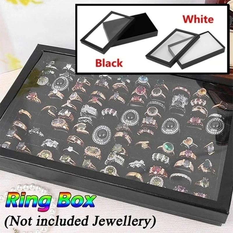 100 Slots Box Organizer Holder Jewelry Display Ring Case Collector Earring Showcase Fashion Gift Box Fashion Accessories Tools