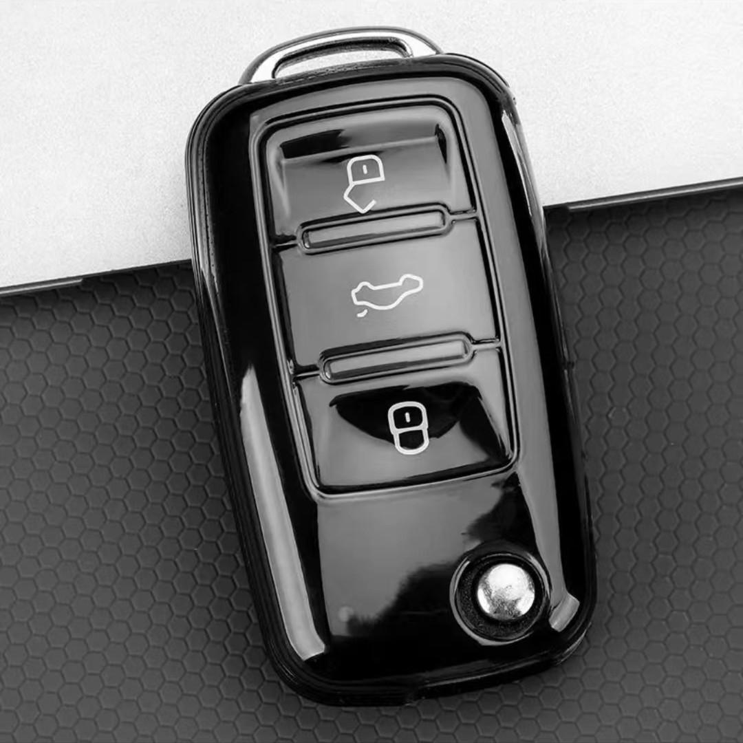 

Transparent Black Tpu For Vw Golf 4 5 Passat B5 B6 Polo Touran Jetta Seat Skoda Flip Car Key Case Cover Fob Keychain Accessories