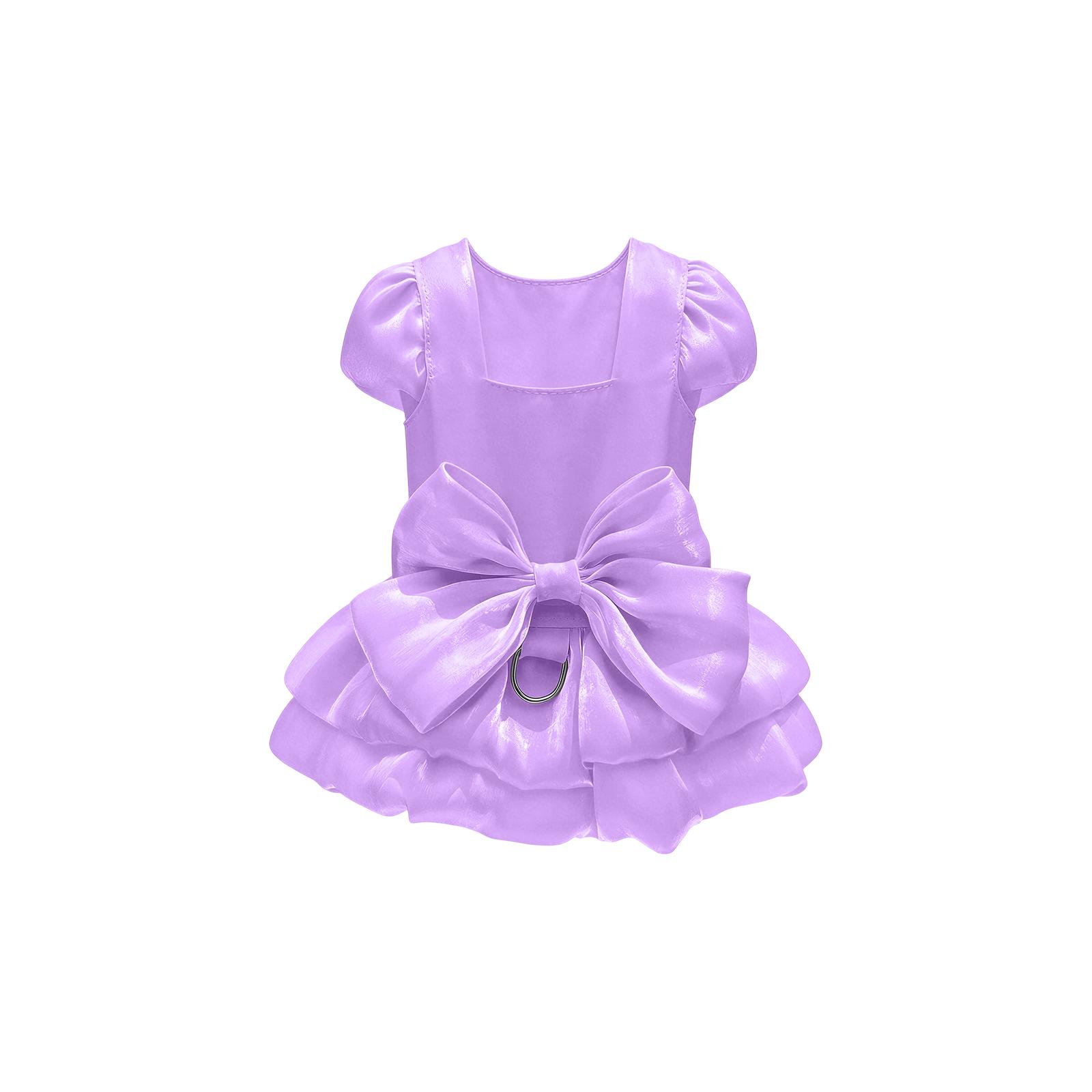 

Элегантное платье для питомца с большим бантом, блестящий атласный официальный наряд для собак и кошек, милая оборчатая юбка для маленьких и средних собак и кошек, щенячья принцесса на свадьбу S фиолетовый