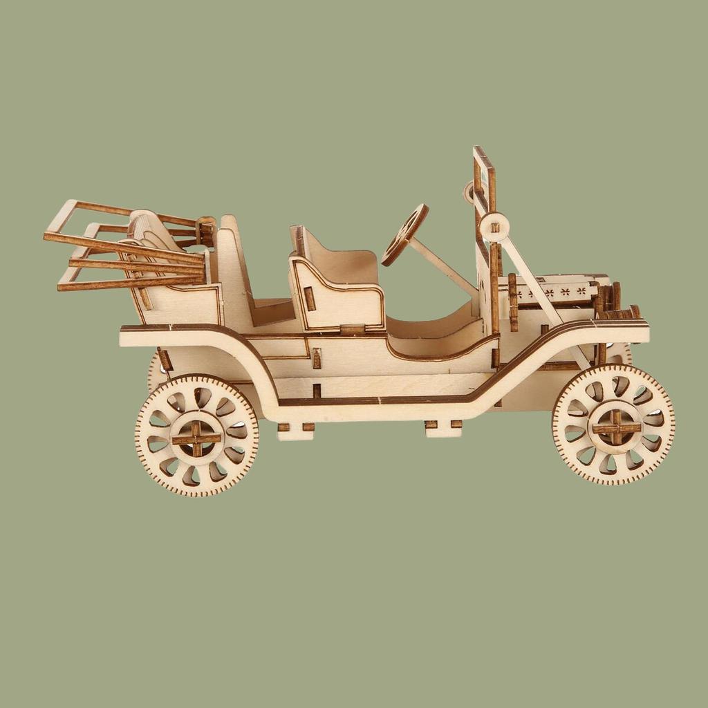 Build Your Own Classic Car 3D Wooden Puzzle Model Kit - a Fun and Educational DIY Gift