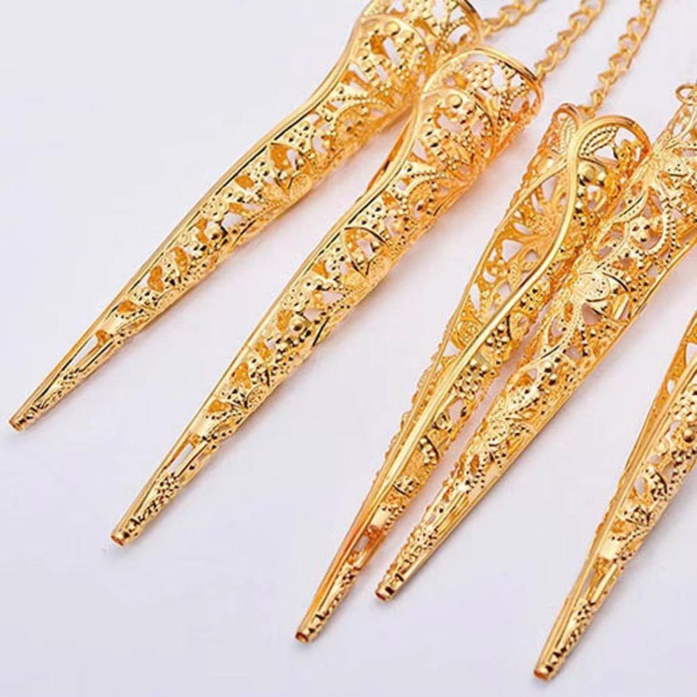 1 Paar Goldfarben Indischer Tanz Fingerspitzen Indischer Thailändischer Bauchtanz Armband Kostüm