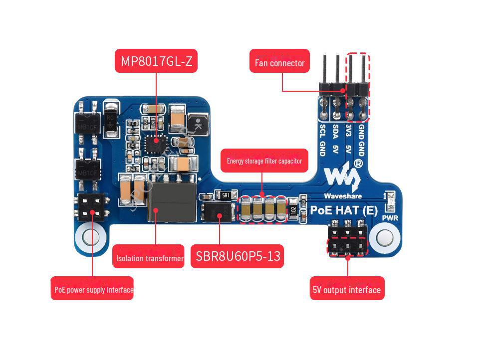 Raspberry Pi Mini POE Ethernet Power Module - Supports 802.3af Standard