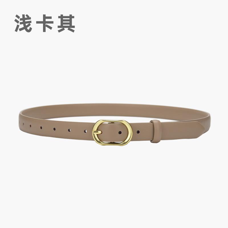 Simple Oval Buckle Pin Buckle Women'S Belt Leather Decorative Suit Skirt Women'S Belt Women