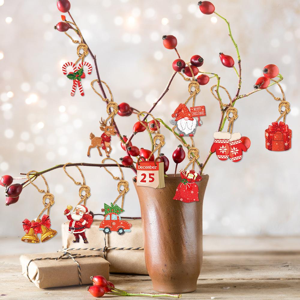 

Christmas Supplies Christmas Tree Pendant Santa Claus Snowman Gift Box Pattern Cardboard Pendant 12PCs/Set Party Supplies New