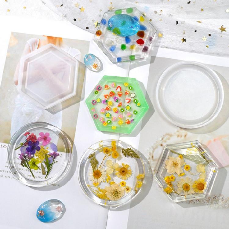 Hexagonal Round for Creative Silicone Mold Drop Coaster Placemat Mold for Diy Cr