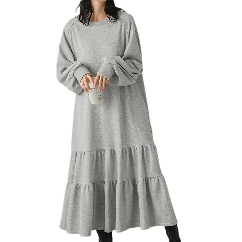 Long Sleeve Ruffle Hem Tiered Midi Dress