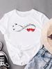 (Asiatische Größe) Frauen T-shirt Süße Liebe Herz Stil Trend Nette Kleidung Casual Kurzarm Mode Druck Dame T-shirt Weibliche Grafik T-shirts