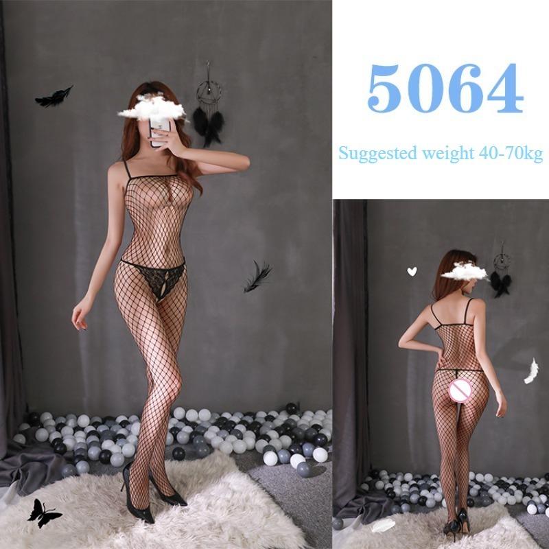 Sexy Lingerie Sexy Mesh Clothing Stockings Mesh Socks Open Cut No Take Off Women's Hollow Out Uniform Set  Jumpsuit Socks