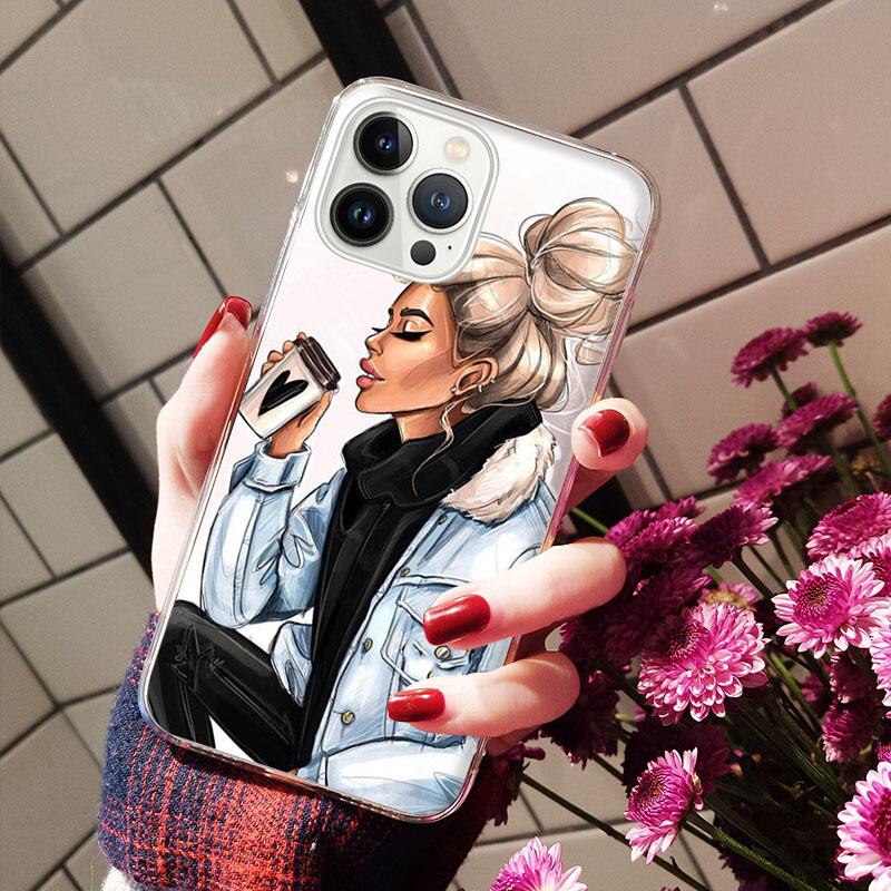 OK But First Coffee Girl Phone Case For Iphone 14 13 12 11 Pro Max Case For Iphone XS MAX X XR SE2 8 7 Plus Case