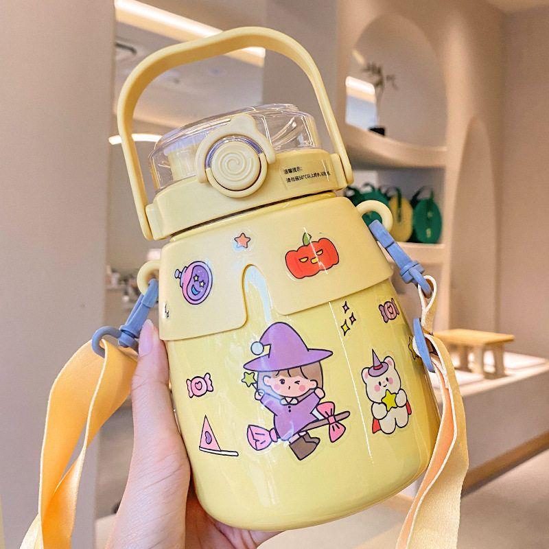 316L Large-Capacity Thermos Cup for Students, Cute and Creative Big Belly Cup, Popular Online Water Cup, Dual-Use Children's Cup
