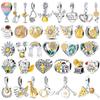 925 Sterling Silver Beads Yellow Moon Sunflower Butterfly Giraffe Beads Pendant Charms Fit 4mm Aperture Bracelet Jewelry Making