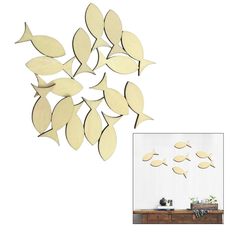 Pack of 50pcs Wood Fish Table Decors Fish Wood Christening Fish Great for Crafting Christening Decorations Home