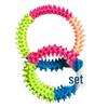 TPR Spike Ring Dog Toy - Teething, Dental Health, Three-Color Patchwork, Perfect for Puppies and Pets