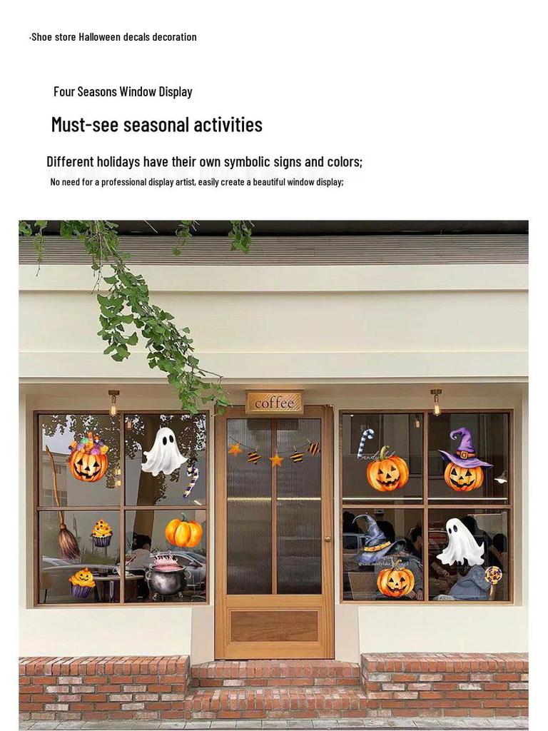 Double-Sided Halloween Window Clings - Little Devil & Pumpkin Decor Stickers for Glass Doors