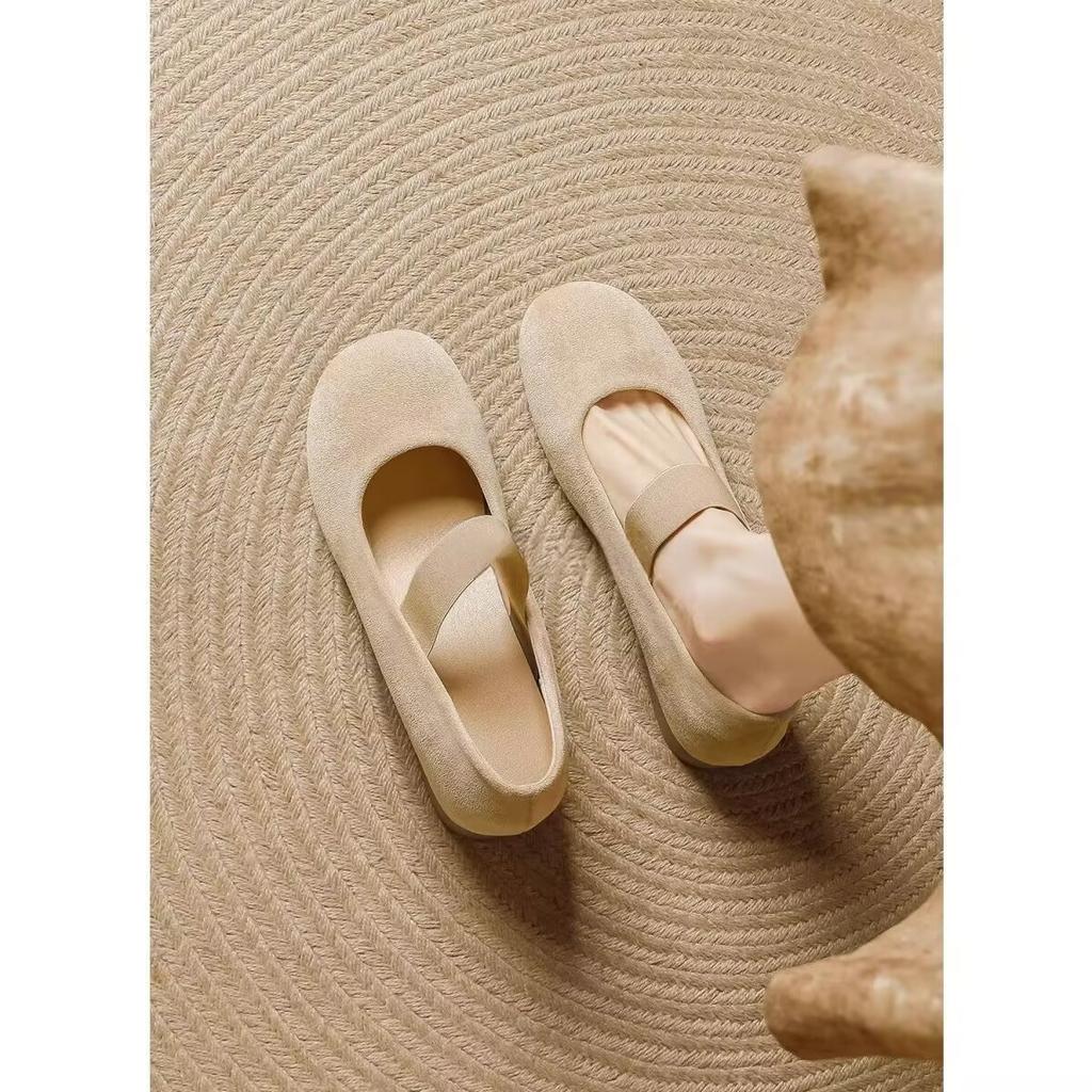 Schaffellversion~ 6cm kleine innere Höhenerhöhung Retro-Ballett Mary Jane Schuhe weiche Sohle flacher Ausschnitt elastisches Band einzelne Schuhe Damen