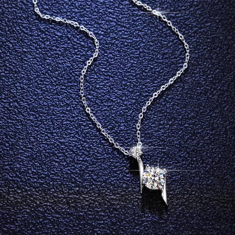 Moissanite Dia 6.5mm1CT Woman Pendant Sier Necklace for Women Chains Party Bridal Fine Jewelry 925sterling Silver Necklace