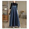 DIMANAF Women Plus Size Denim Dress Cottton Vintage Loose Casual Basic Dresses Maxi Long Dress Sleeveless