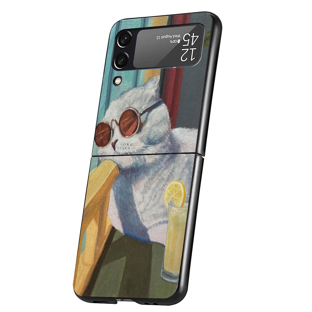 Cute Cartoon Lucky Cats Cover Phone Case For Samsung Galaxy Z Flip 7 6 5 4 3 5G Flip7 Flip6 Flip5 Flip4 Flip3 Black Fundas Shell