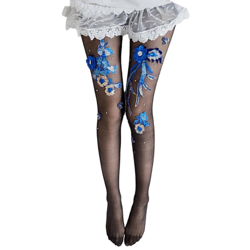 Women s Patterned Tights Embroidery Pantyhose Tights Students Girls Pantyhose Sheer Tights Thigh High Stockings