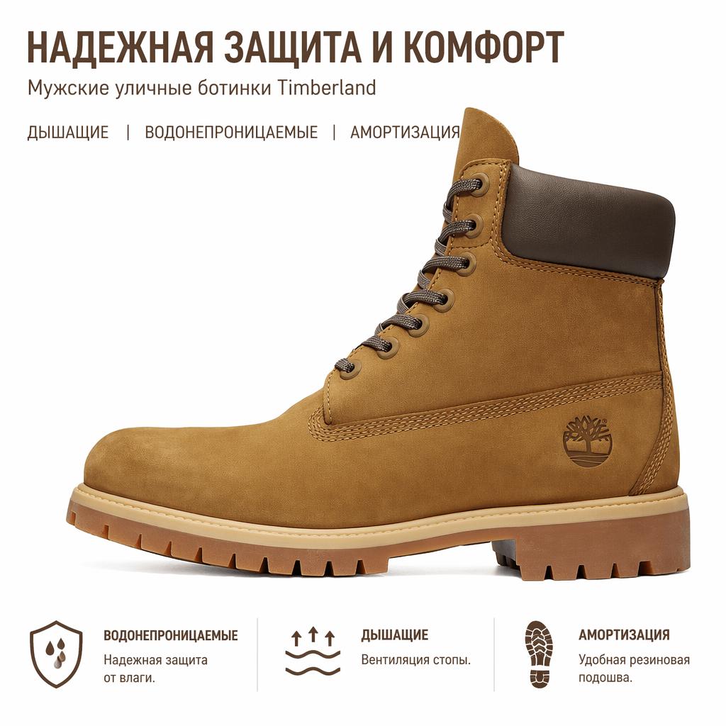 Timberland Premium Series Breathable Shock Absorbing Waterproof 6-Inch Versatile Comfortable Outdoor Boots Men Boots Brown TB0A2P6WA5D
