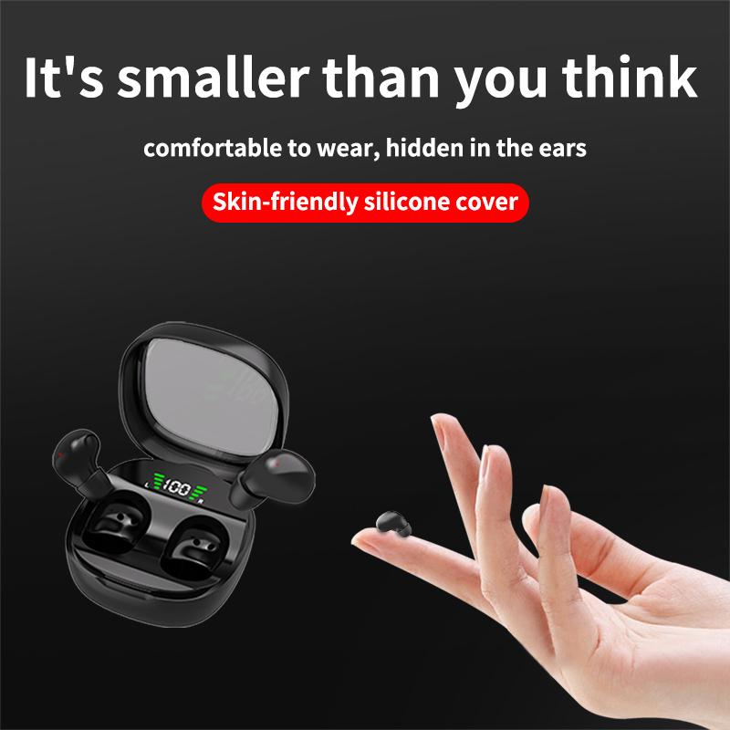 Mini Bluetooth Earbuds, Sleep Comfort, Slim In-Ear Noise Cancelling with Power Display, Long Playtime
