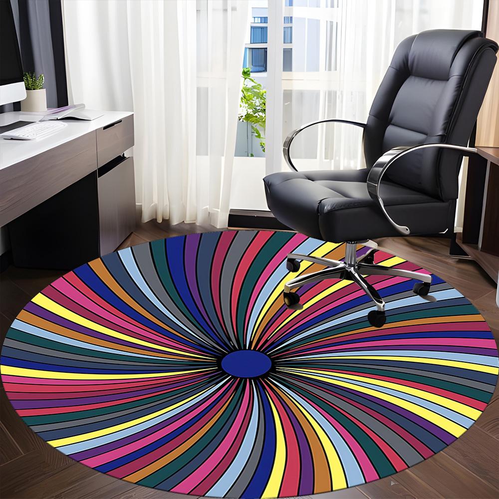 1pc Spiral Kaleidoscope Pattern Office Round Rug, Carpet for Office, Gaming, Lightweight Round Floor Mat yy260208010