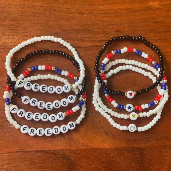 Freedom Bracelets Beaded Memorial Wristband Elastic Turning Point Patriotic Bracelets for Men Women Kids Commemorative Events