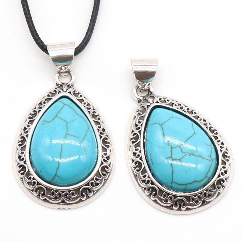 Natural Crystal Agate Water Drop Pendant Semi-Precious Stone Gem Inlaid Alloy Abalone Shell Necklace Crystal Crafts