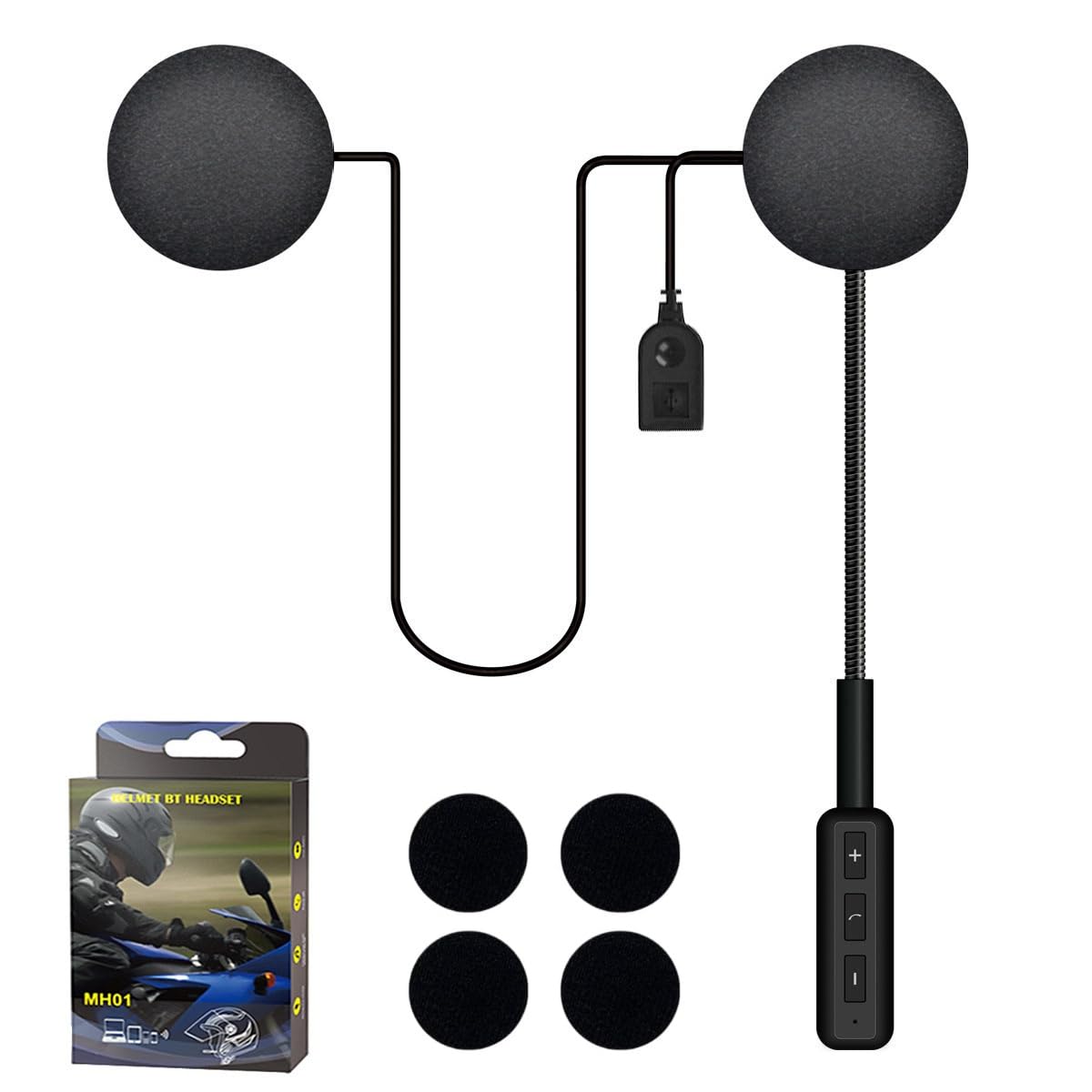 

[Улучшенная модель] Гарнитура для мотоциклетного шлема, Наушники, Мотоциклетная интерком-система, Динамик Bluetooth 5.0, Чистое качество звука, Простое управление, Легкий